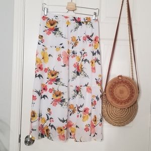 Loft floral midi skirt